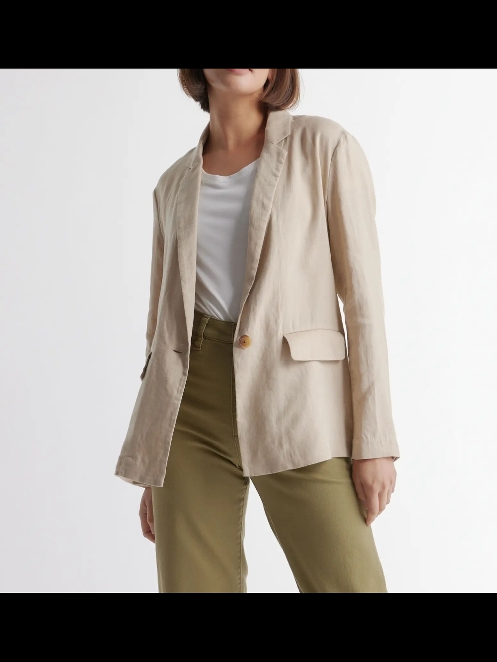 Quince 100% European Linen Blazer Women's White Linen, Sz M, NWT! - Picture 8 of 11